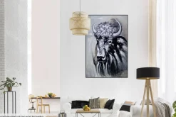 XXL Öl Gemälde 'Snow-covered Bison' | Handgemaltes Unikat