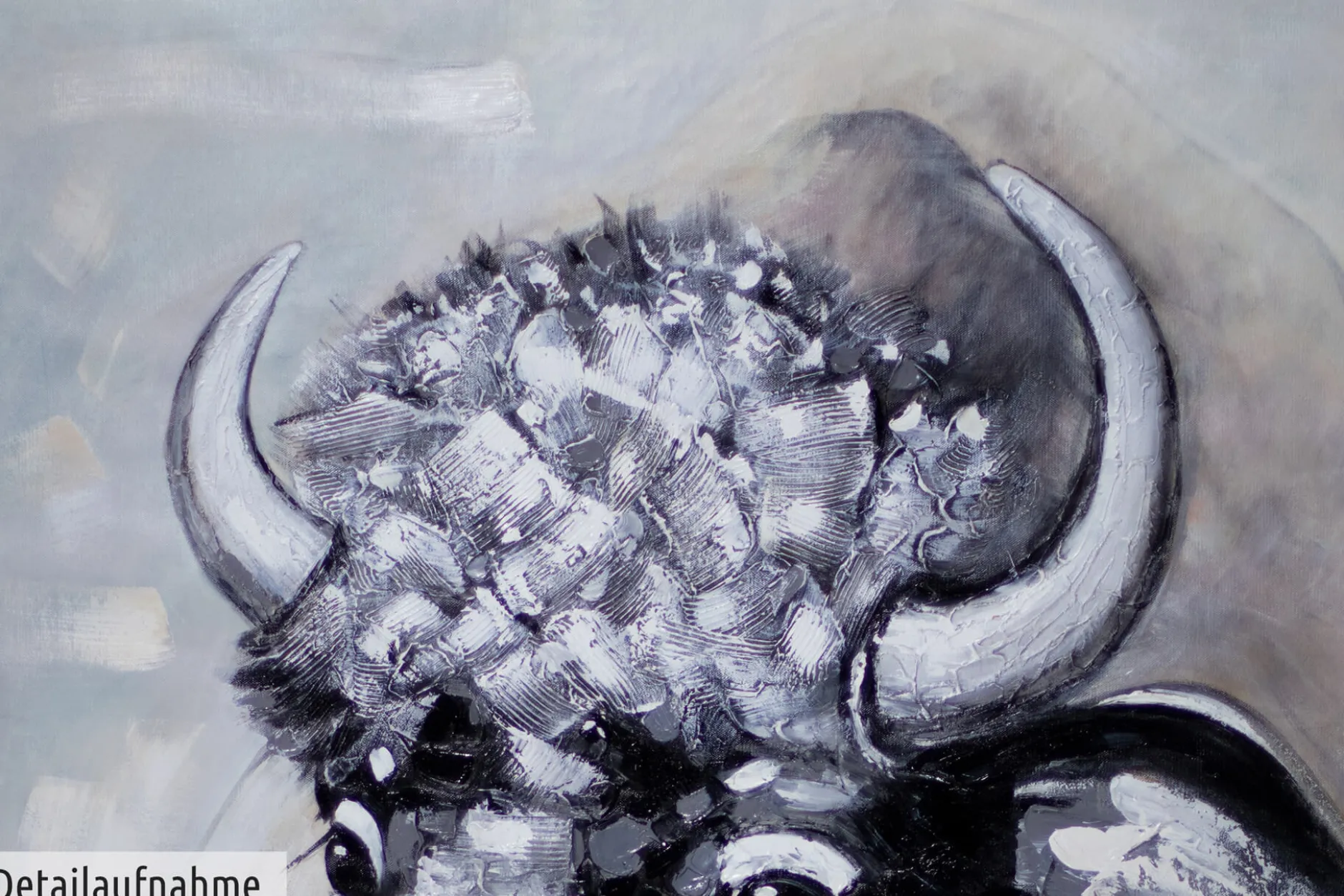 XXL Öl Gemälde 'Snow-covered Bison' | Handgemaltes Unikat