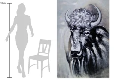 XXL Öl Gemälde 'Snow-covered Bison' | Handgemaltes Unikat