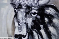 XXL Öl Gemälde 'Snow-covered Bison' | Handgemaltes Unikat