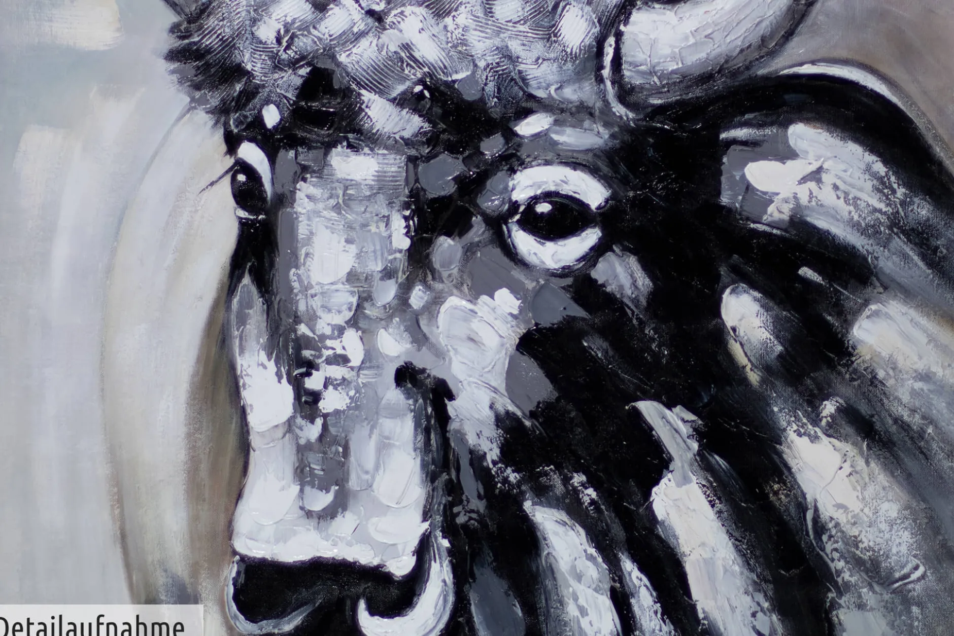 XXL Öl Gemälde 'Snow-covered Bison' | Handgemaltes Unikat