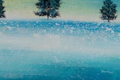 XXL Öl Gemälde 'Snowy Turquoise' | Handgemaltes Unikat
