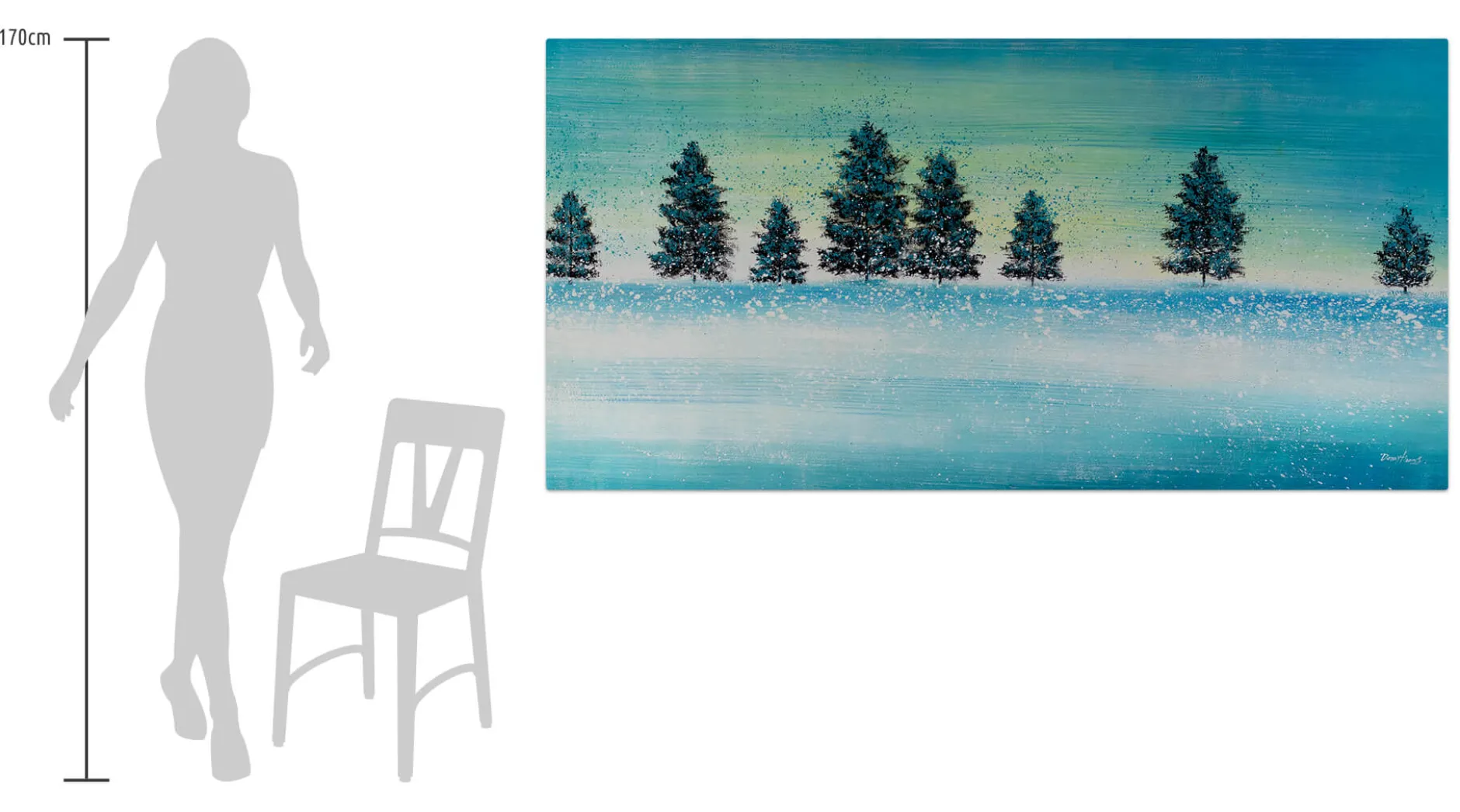 XXL Öl Gemälde 'Snowy Turquoise' | Handgemaltes Unikat