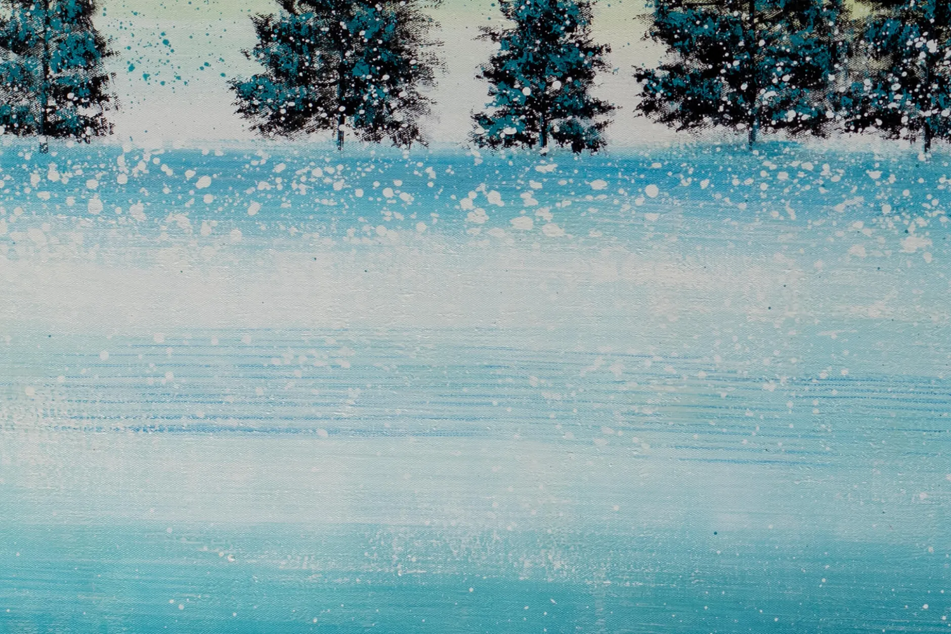 XXL Öl Gemälde 'Snowy Turquoise' | Handgemaltes Unikat