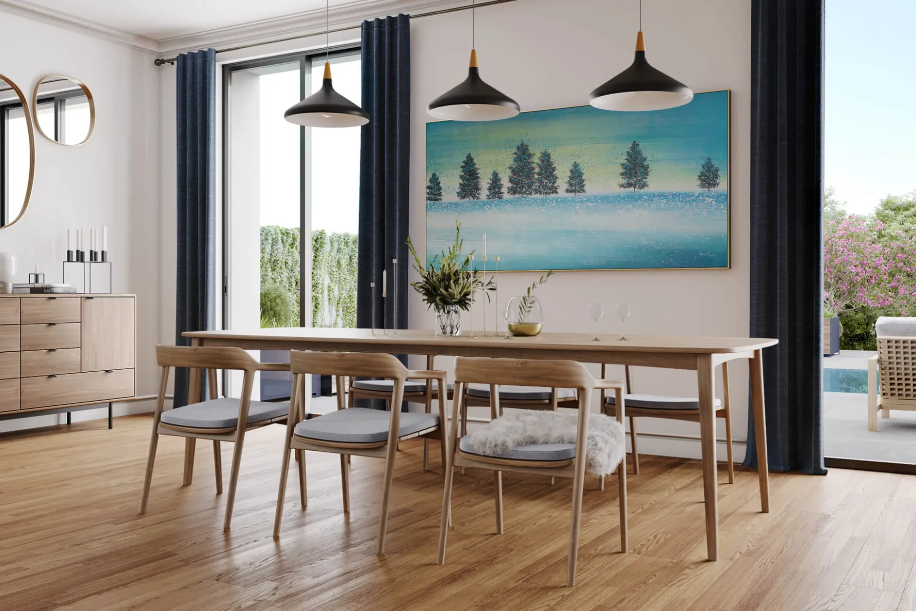 XXL Öl Gemälde 'Snowy Turquoise' | Handgemaltes Unikat
