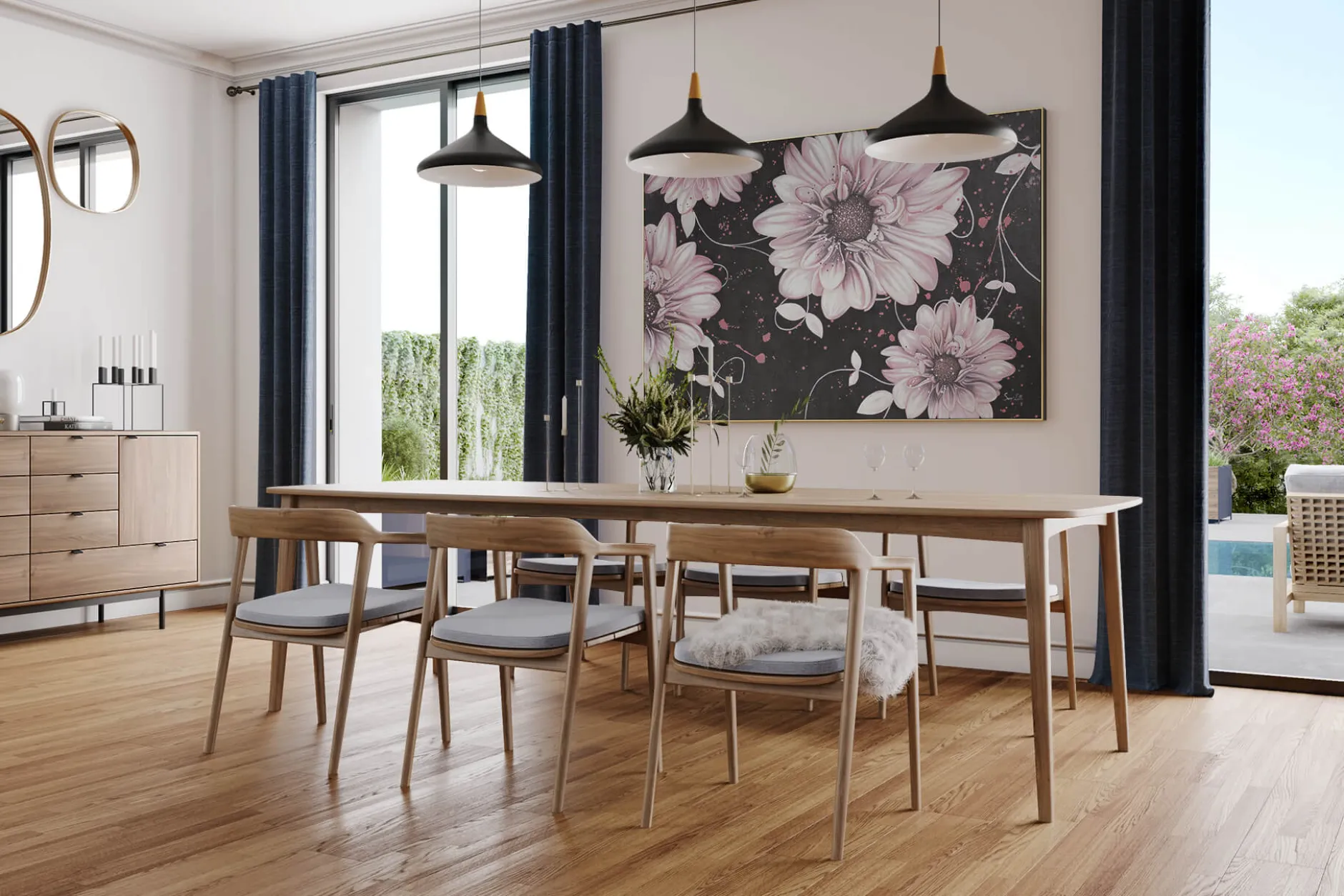 XXL Öl Gemälde 'Spiralling Flowers' | Handgemaltes Unikat