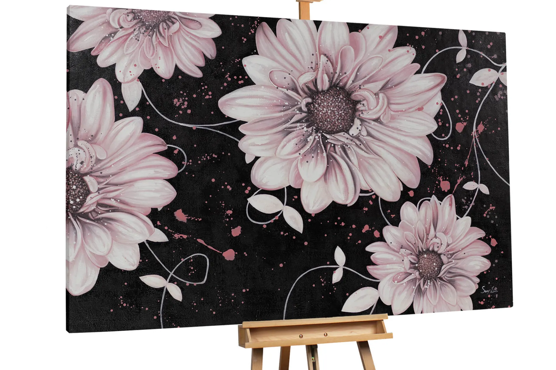 XXL Öl Gemälde 'Spiralling Flowers' | Handgemaltes Unikat