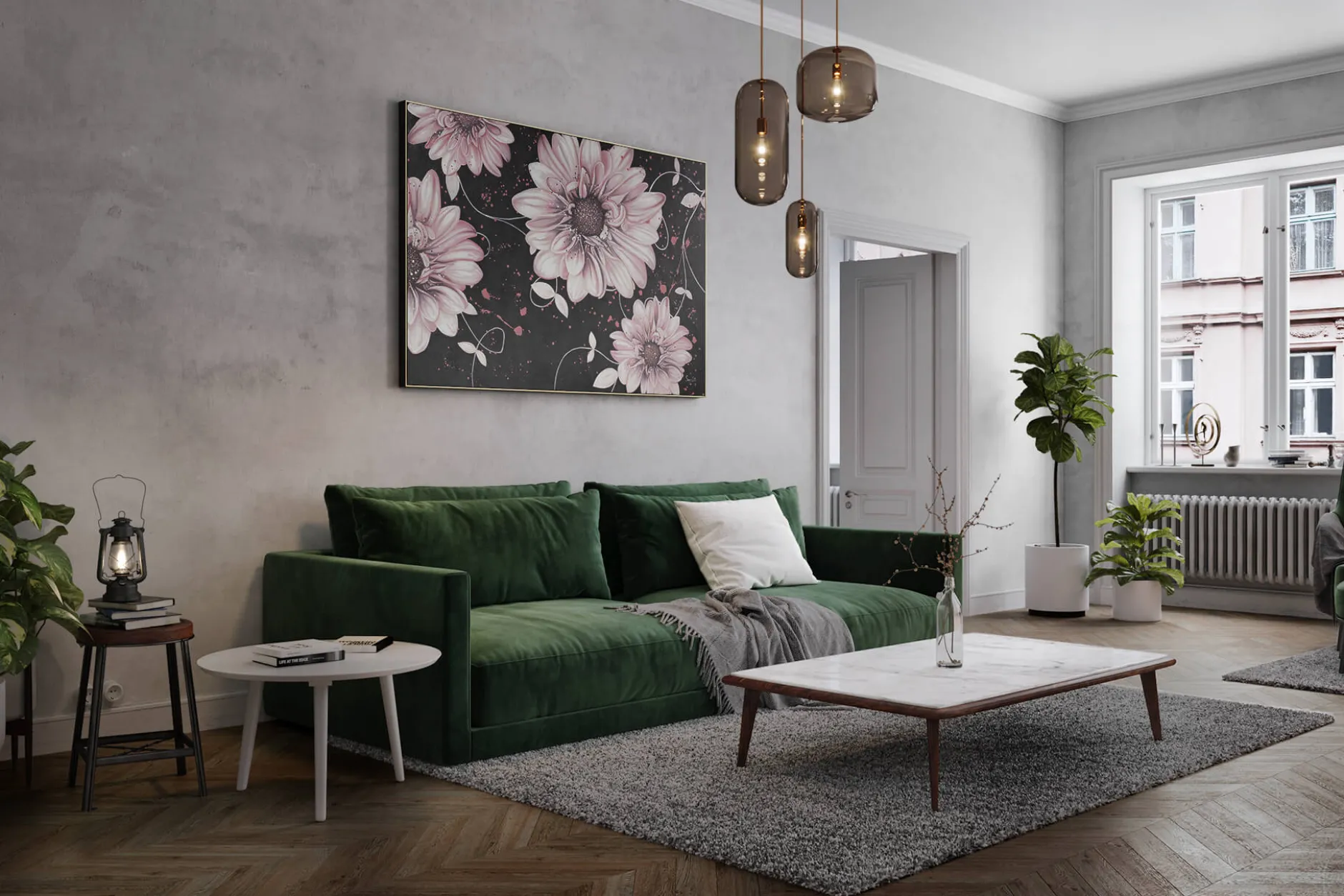 XXL Öl Gemälde 'Spiralling Flowers' | Handgemaltes Unikat