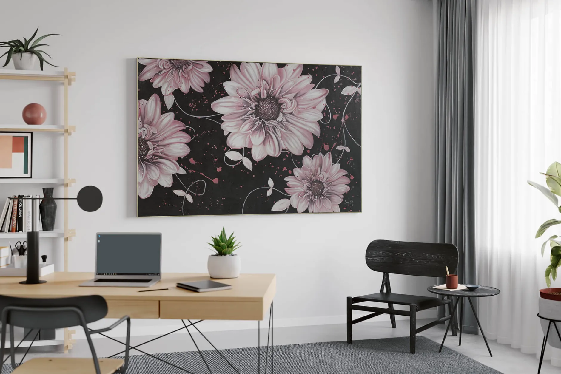 XXL Öl Gemälde 'Spiralling Flowers' | Handgemaltes Unikat