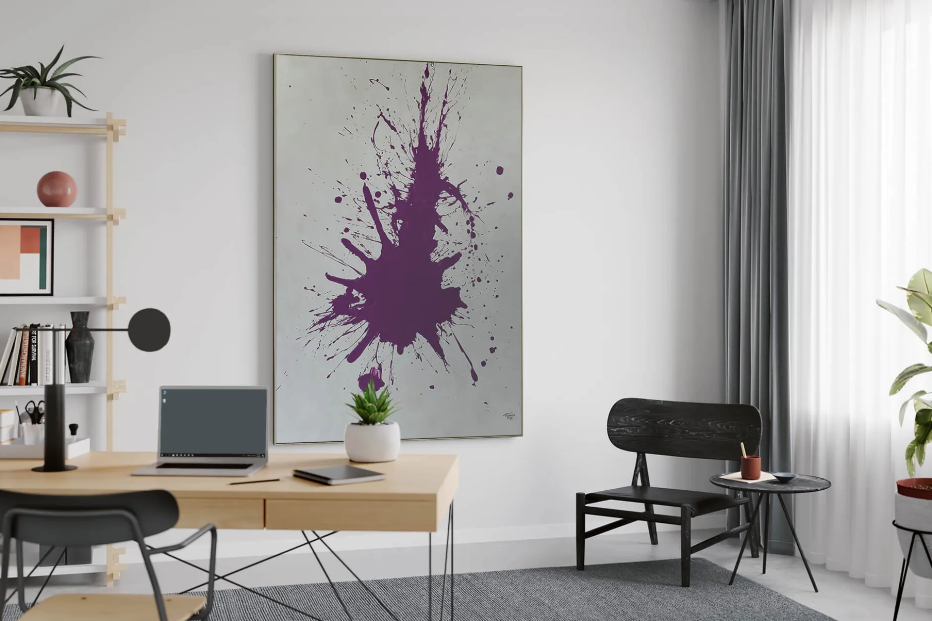 XXL Öl Gemälde 'Splash of Purple' | Handgemaltes Unikat