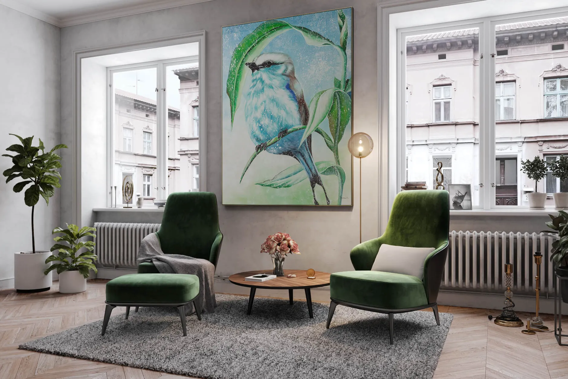 XXL Öl Gemälde 'Spring Chirping' | Handgemaltes Unikat