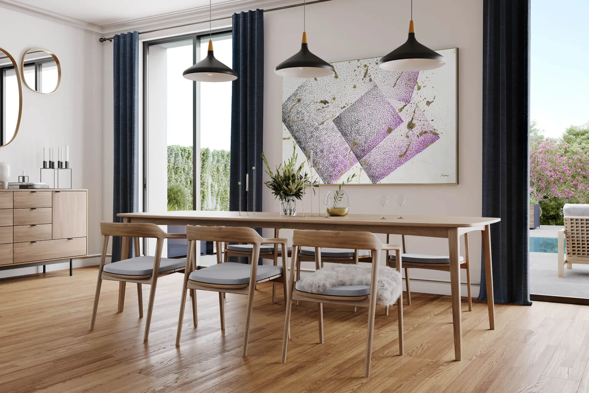 XXL Öl Gemälde 'Squares in Purple' | Handgemaltes Unikat