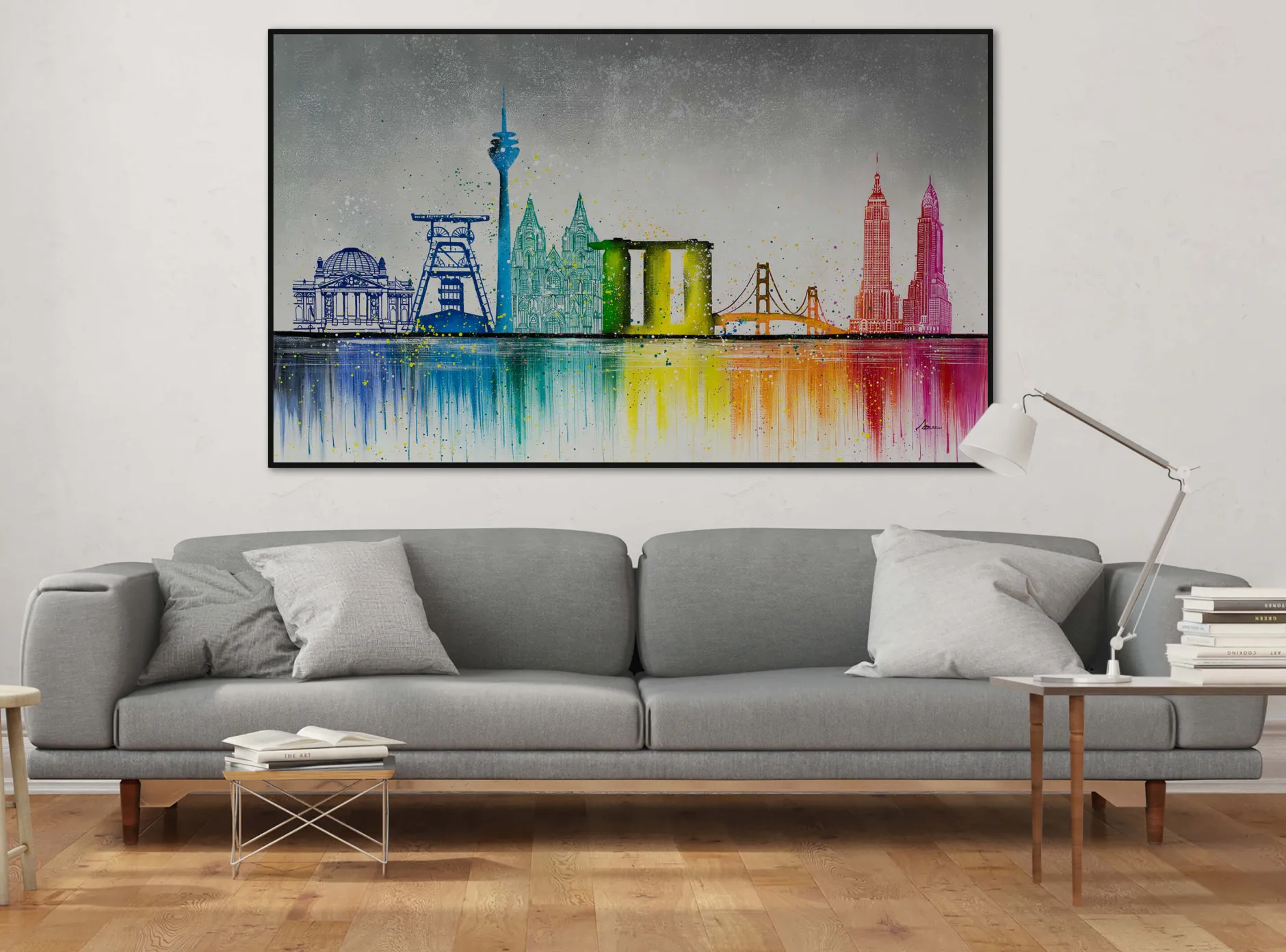 XXL Öl Gemälde 'Stadt der Farben' | Handgemaltes Unikat
