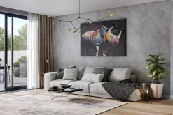 XXL Öl Gemälde 'Stolzes Rhino' | Handgemaltes Unikat