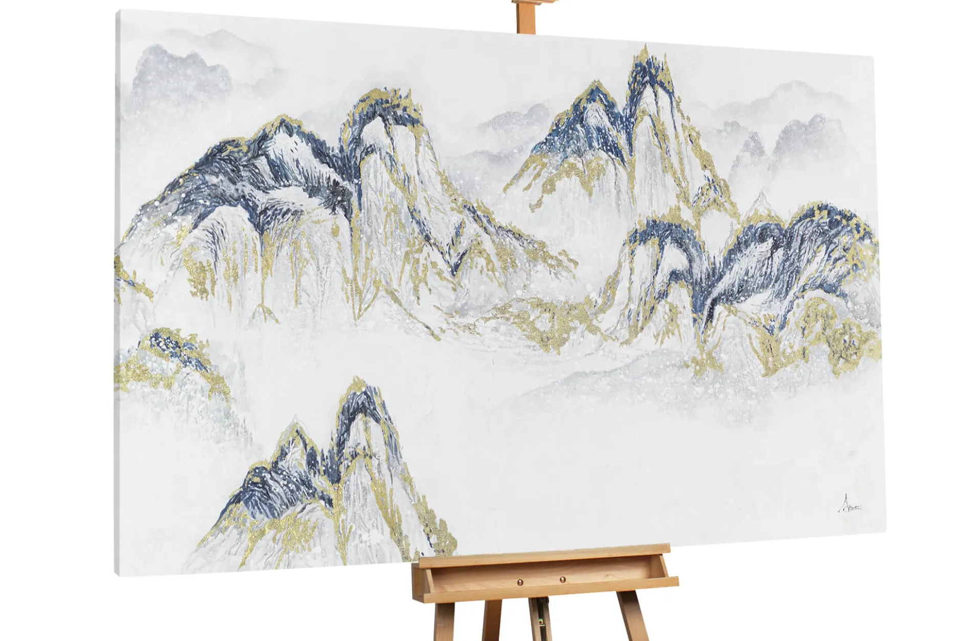 XXL Öl Gemälde 'Sunlit Mountains' | Handgemaltes Unikat