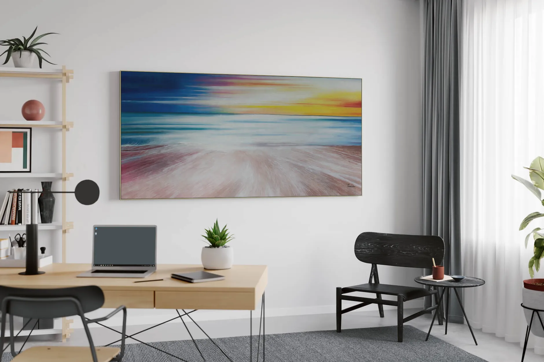 XXL Öl Gemälde 'Sunset by the Beach' | Handgemaltes Unikat