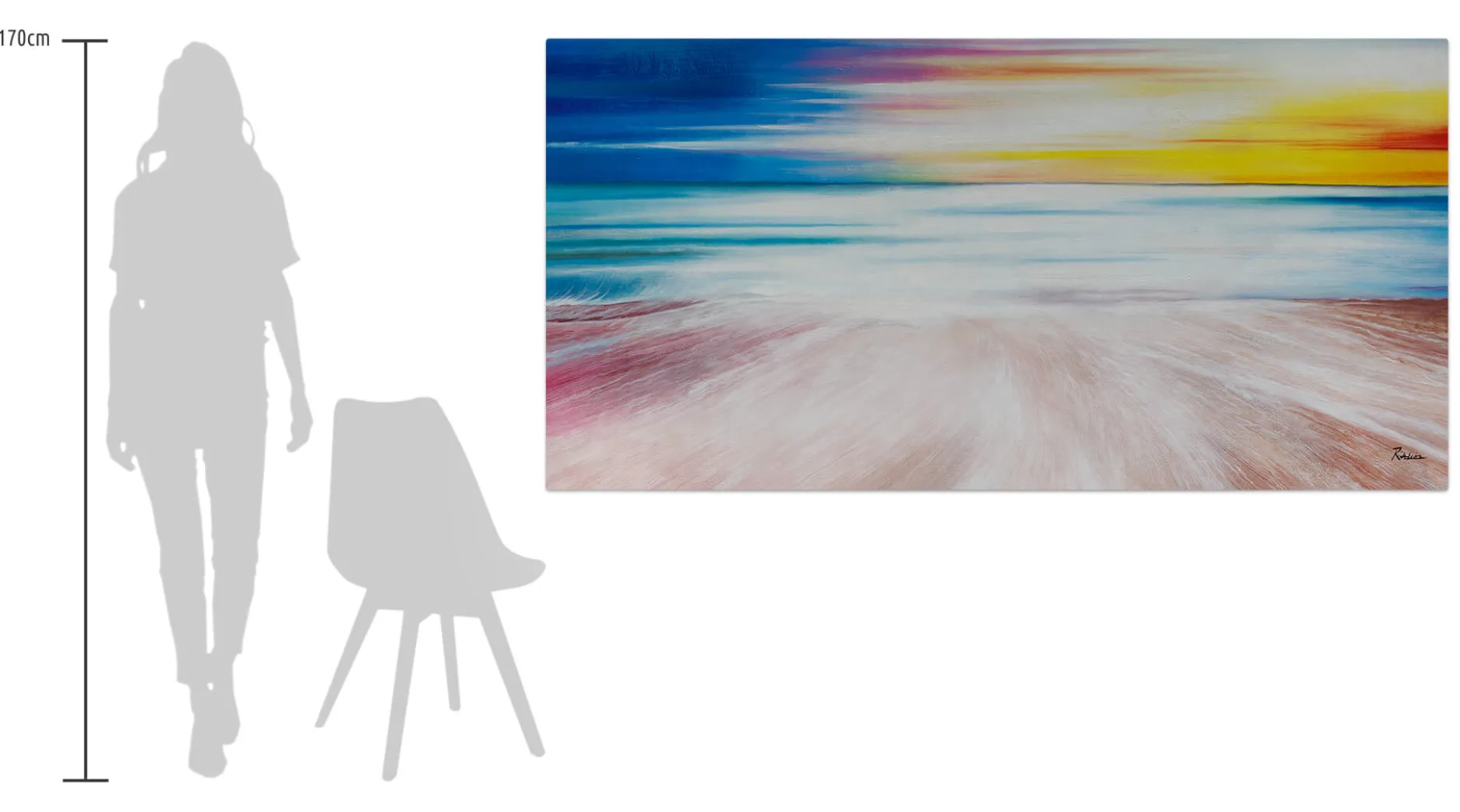 XXL Öl Gemälde 'Sunset by the Beach' | Handgemaltes Unikat