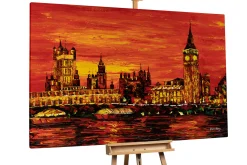 XXL Öl Gemälde 'Sunset over London' | Handgemaltes Unikat