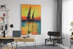 XXL Öl Gemälde 'Sunset Sailing' | Handgemaltes Unikat