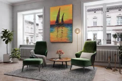 XXL Öl Gemälde 'Sunset Sailing' | Handgemaltes Unikat