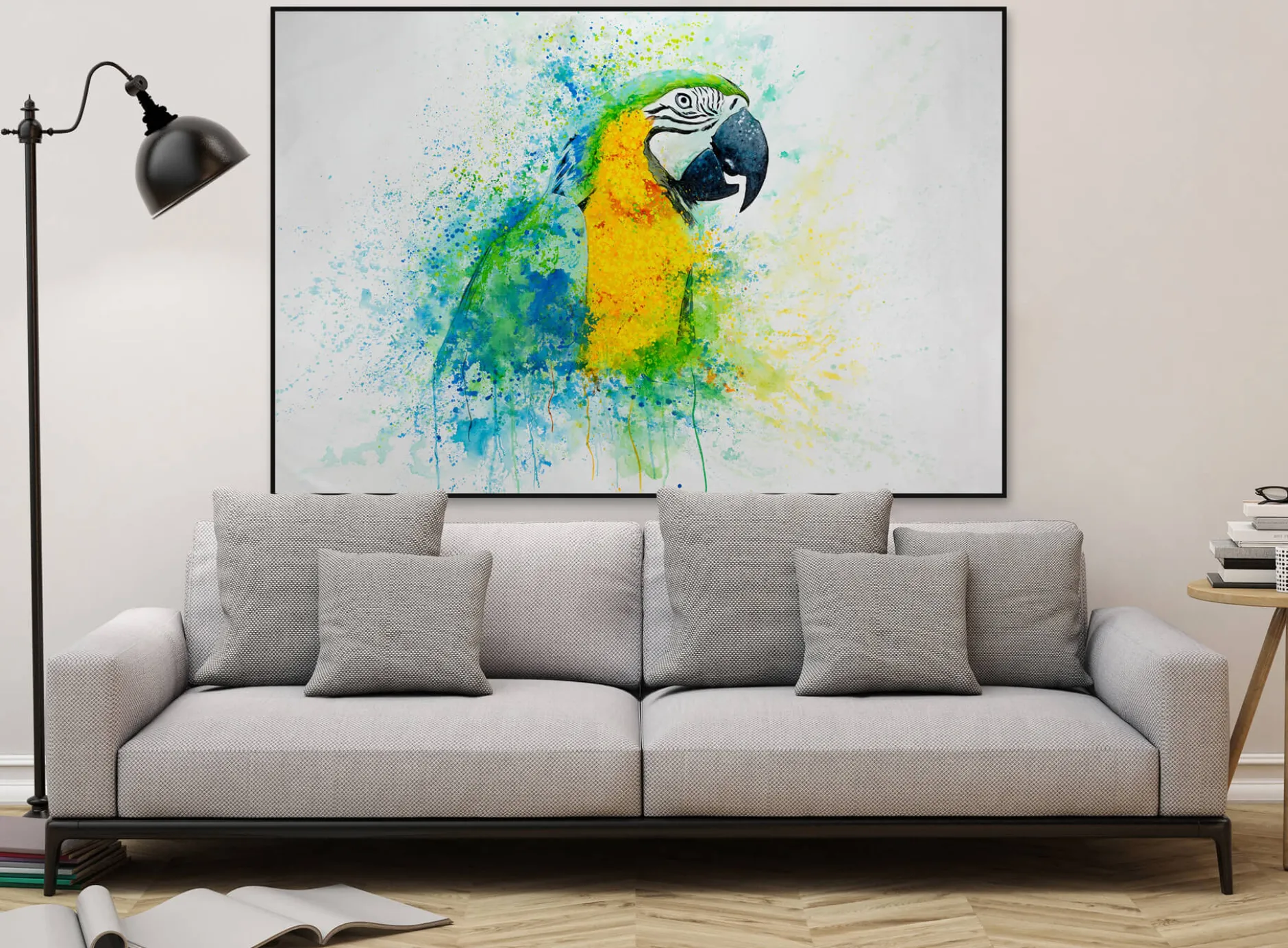 XXL Öl Gemälde 'Talking parrot' | Handgemaltes Unikat