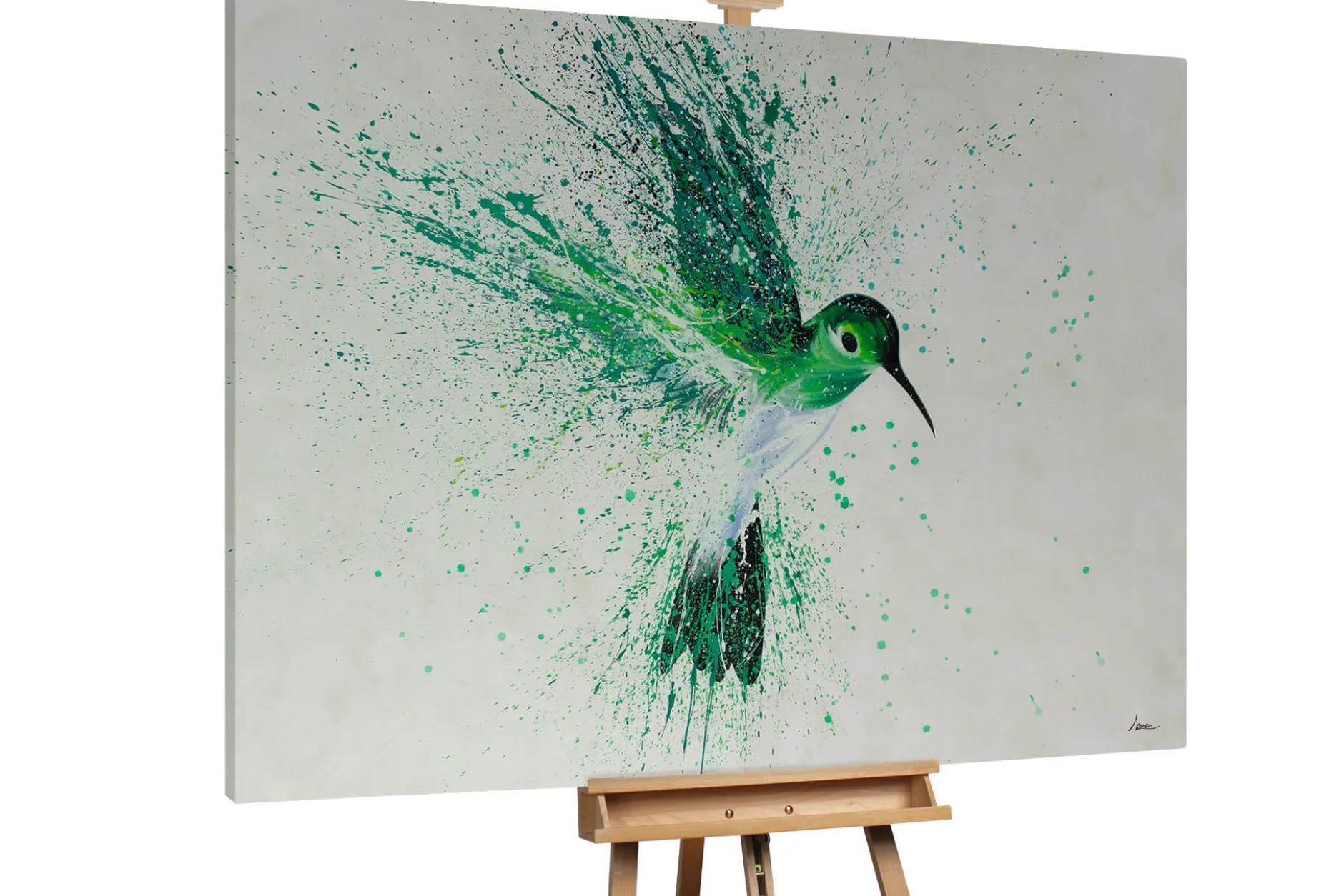 XXL Öl Gemälde 'Tanzender Kolibri' | Handgemaltes Unikat