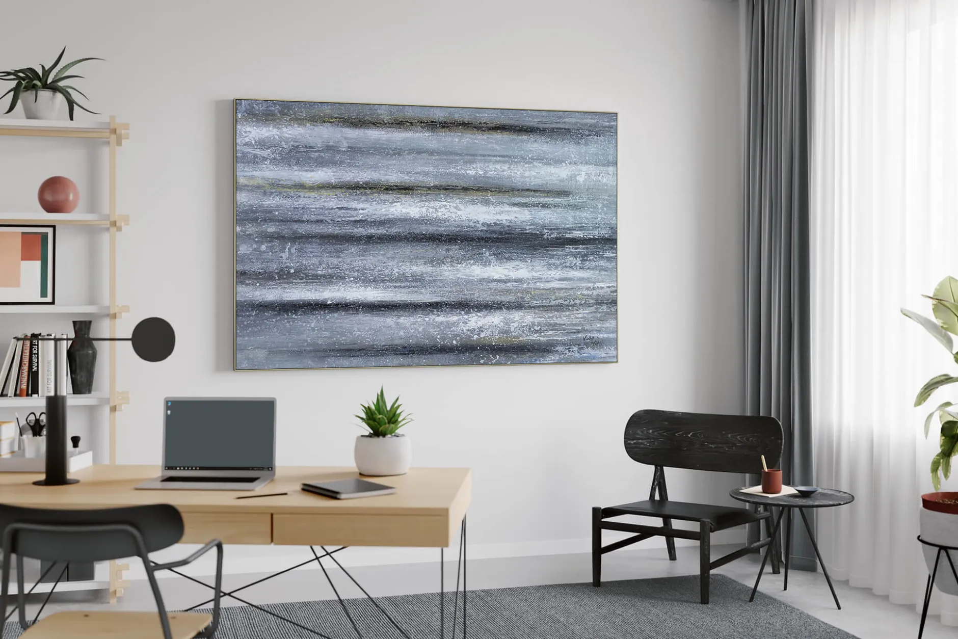 XXL Öl Gemälde 'The Silver Beam' | Handgemaltes Unikat