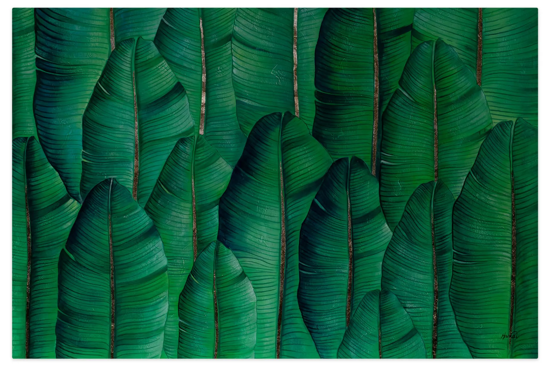 XXL Öl Gemälde 'Tropical Banana Leaves' | Handgemaltes Unikat