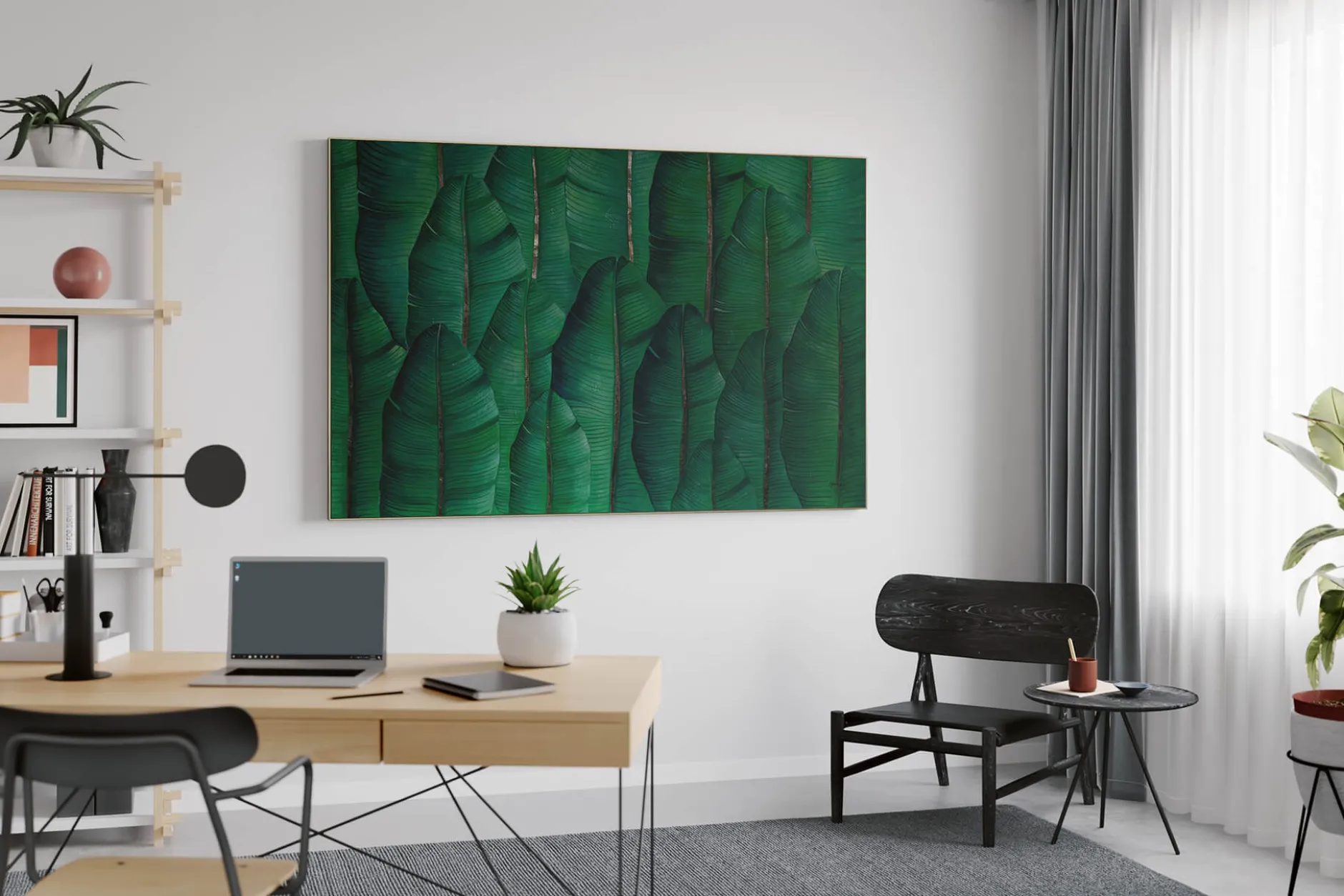 XXL Öl Gemälde 'Tropical Banana Leaves' | Handgemaltes Unikat