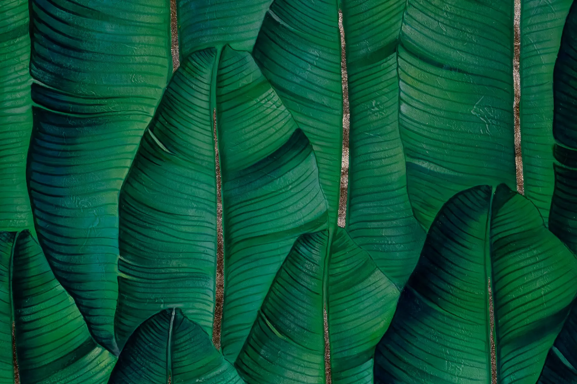 XXL Öl Gemälde 'Tropical Banana Leaves' | Handgemaltes Unikat