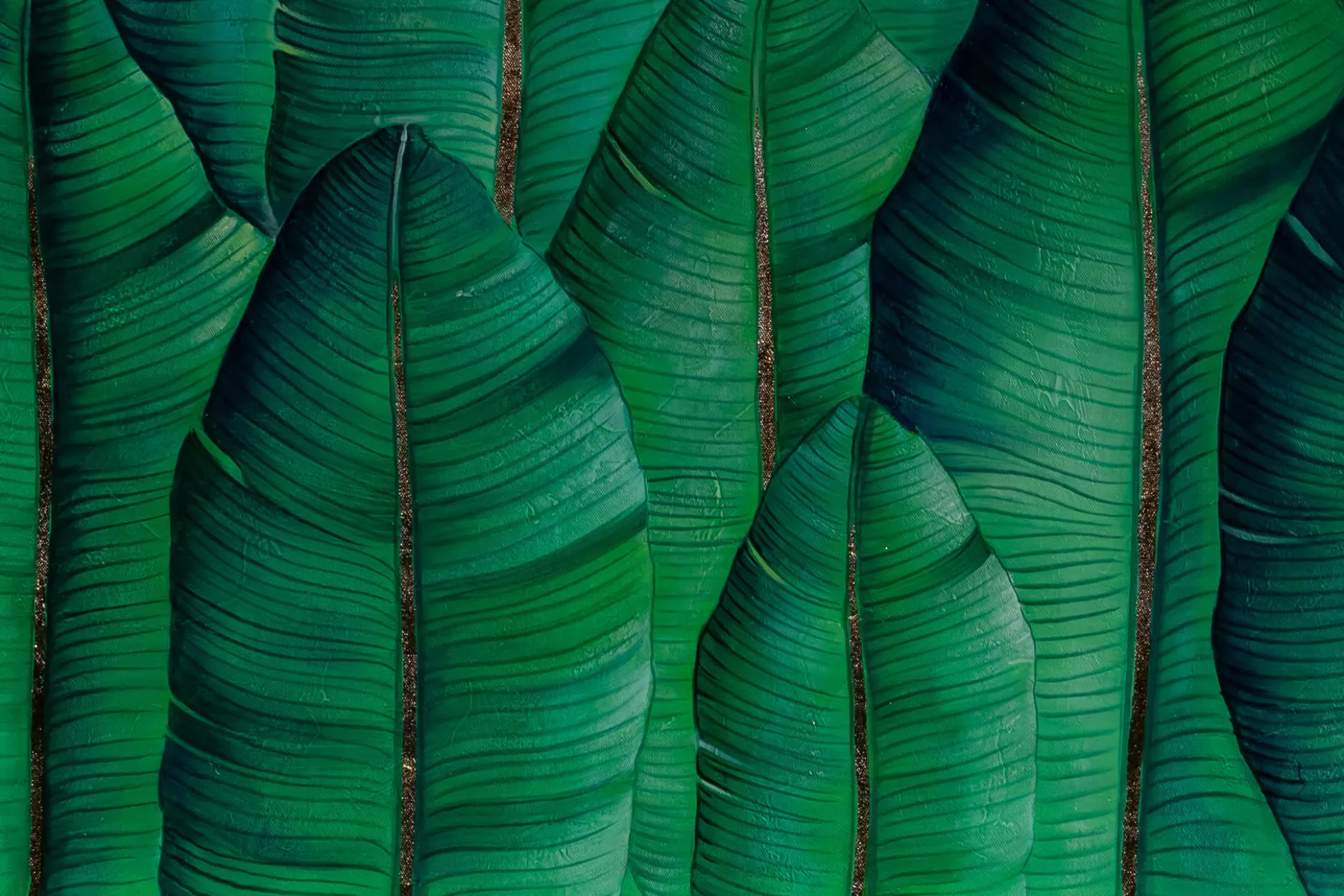 XXL Öl Gemälde 'Tropical Banana Leaves' | Handgemaltes Unikat