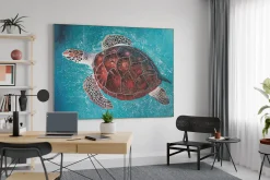 XXL Öl Gemälde 'Turquoise Turtle' | Handgemaltes Unikat