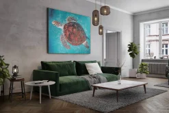 XXL Öl Gemälde 'Turquoise Turtle' | Handgemaltes Unikat