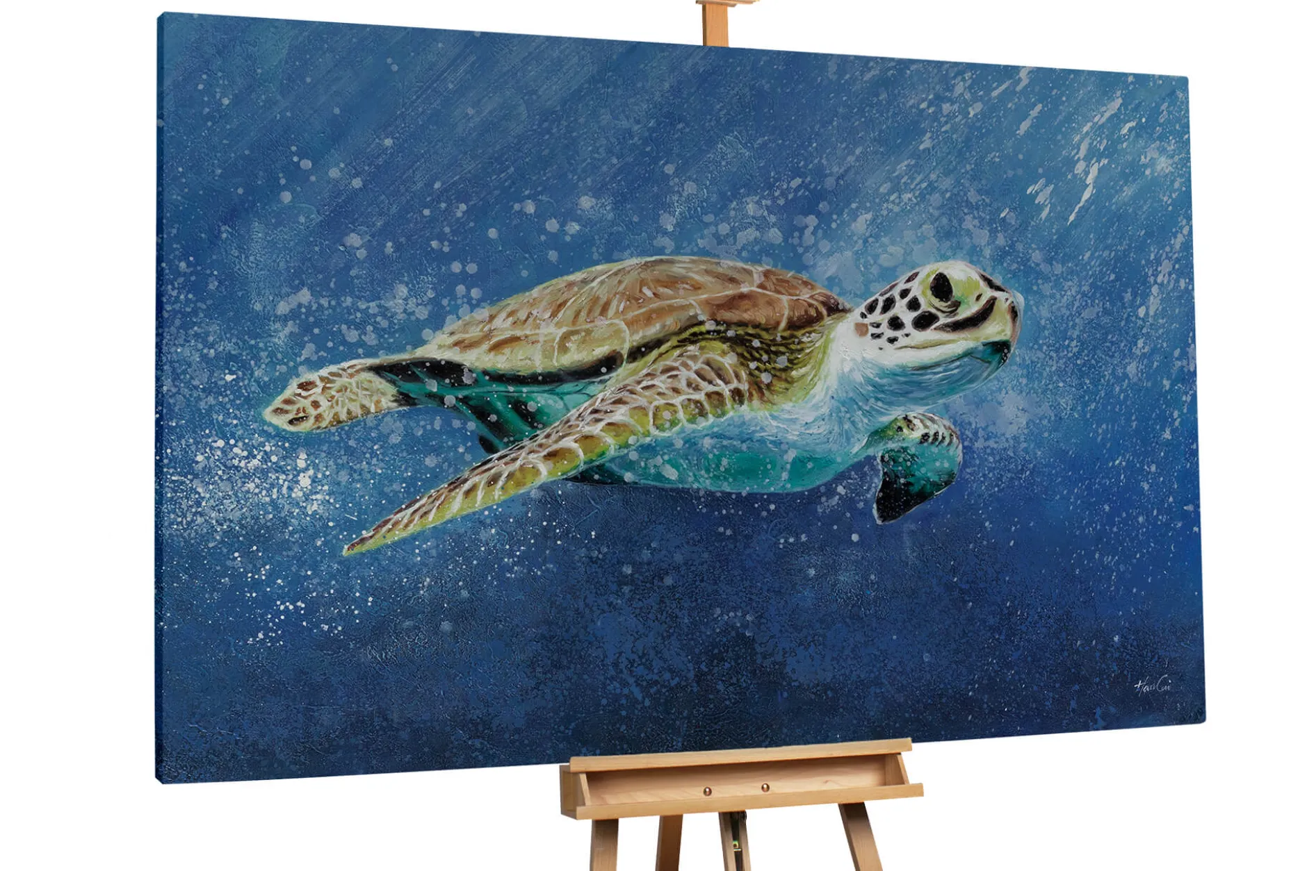 XXL Öl Gemälde 'Turtle Adventures' | Handgemaltes Unikat