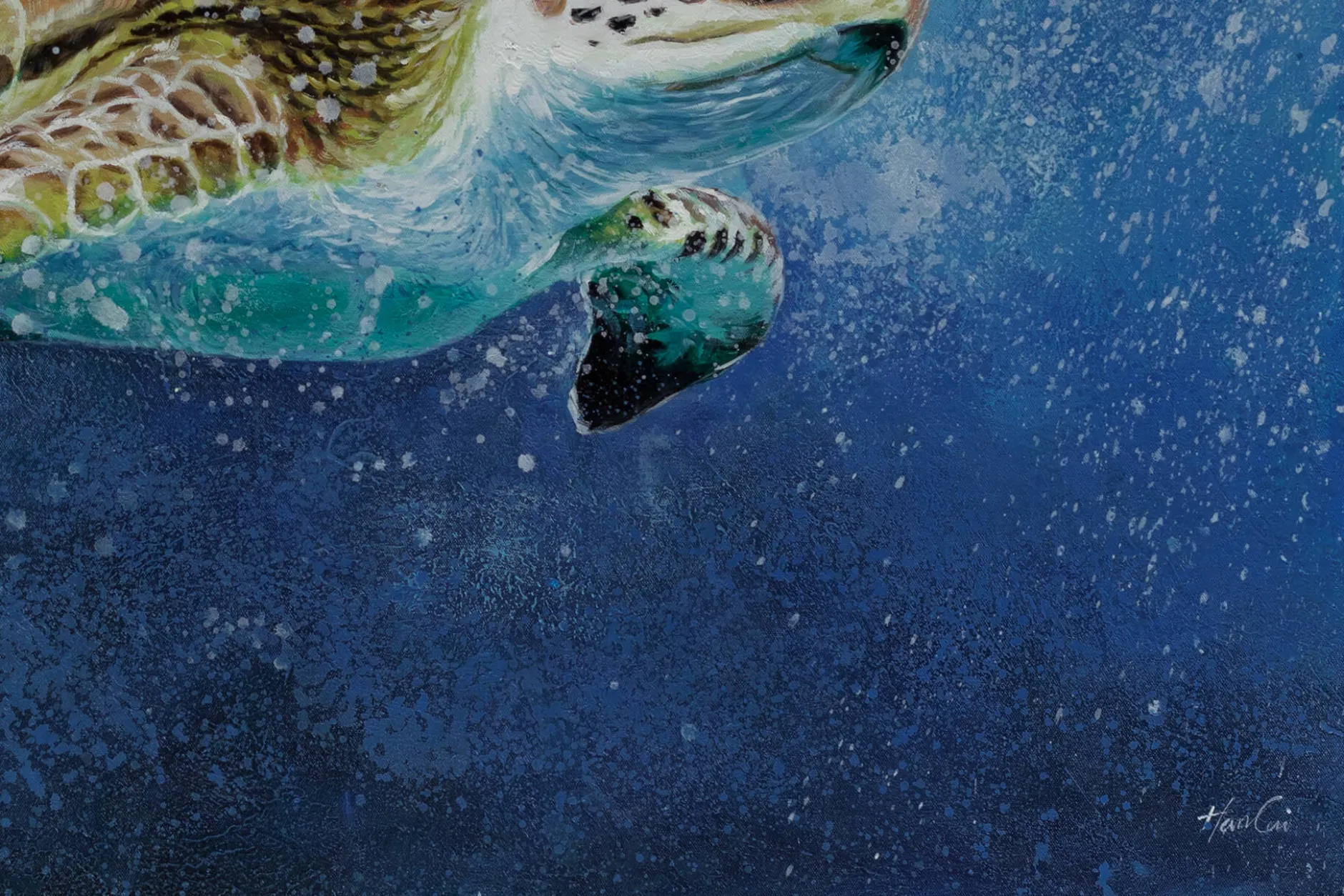 XXL Öl Gemälde 'Turtle Adventures' | Handgemaltes Unikat