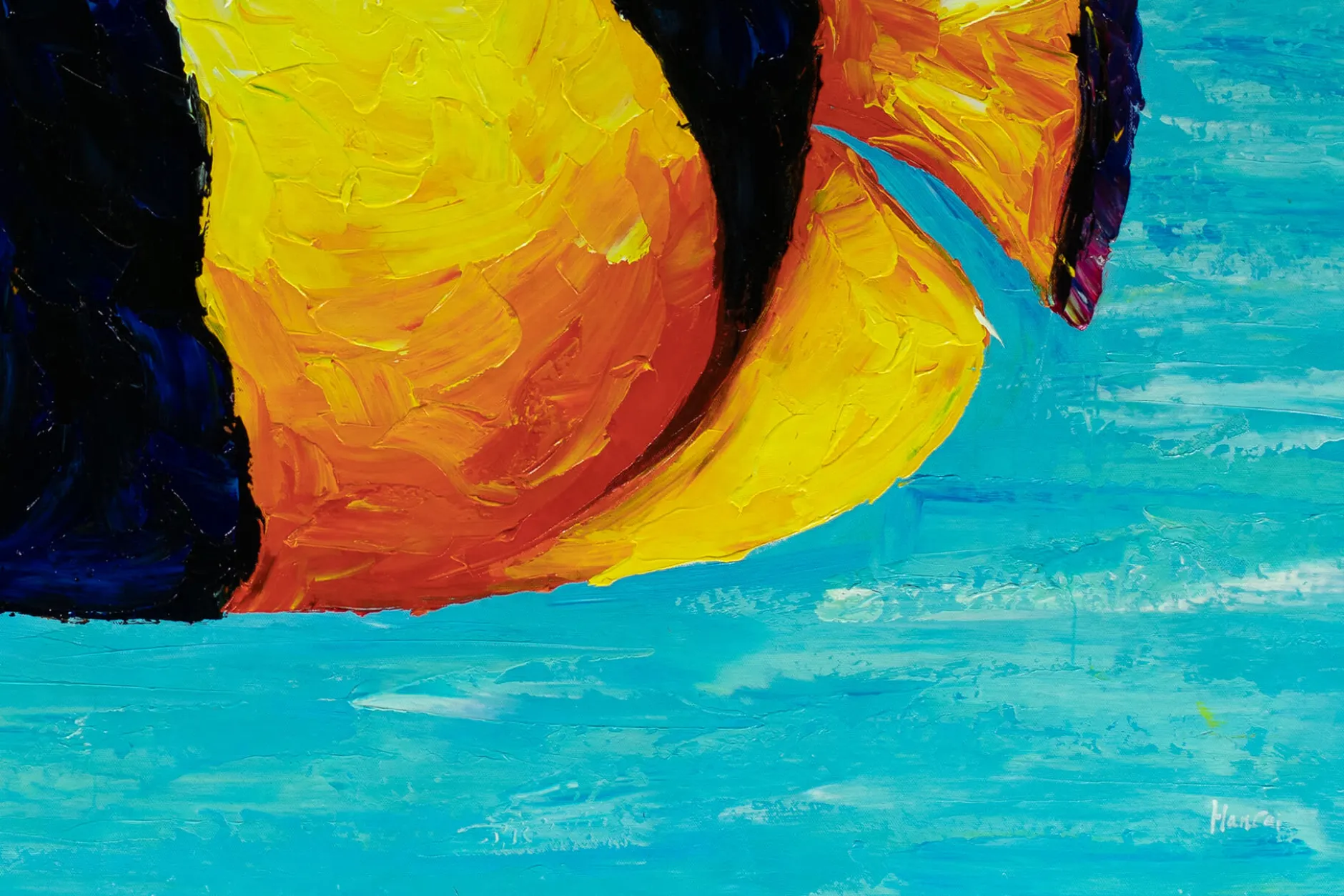 XXL Öl Gemälde 'Underwater Sun' | Handgemaltes Unikat