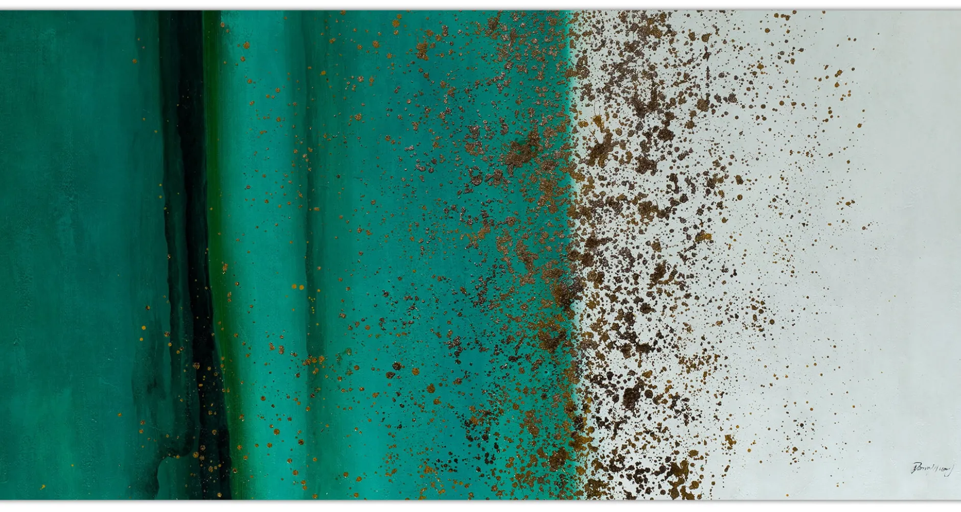 XXL Öl Gemälde 'Vertical Turquoise' | Handgemaltes Unikat