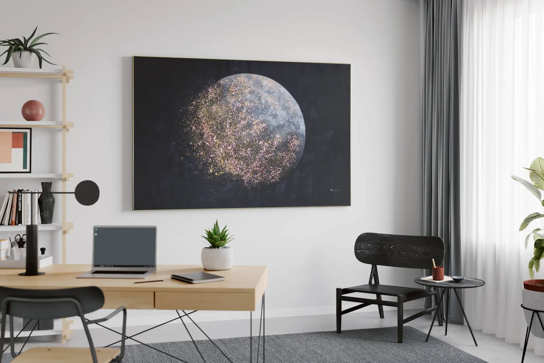 XXL Öl Gemälde 'Verzauberter Mond' | Handgemaltes Unikat