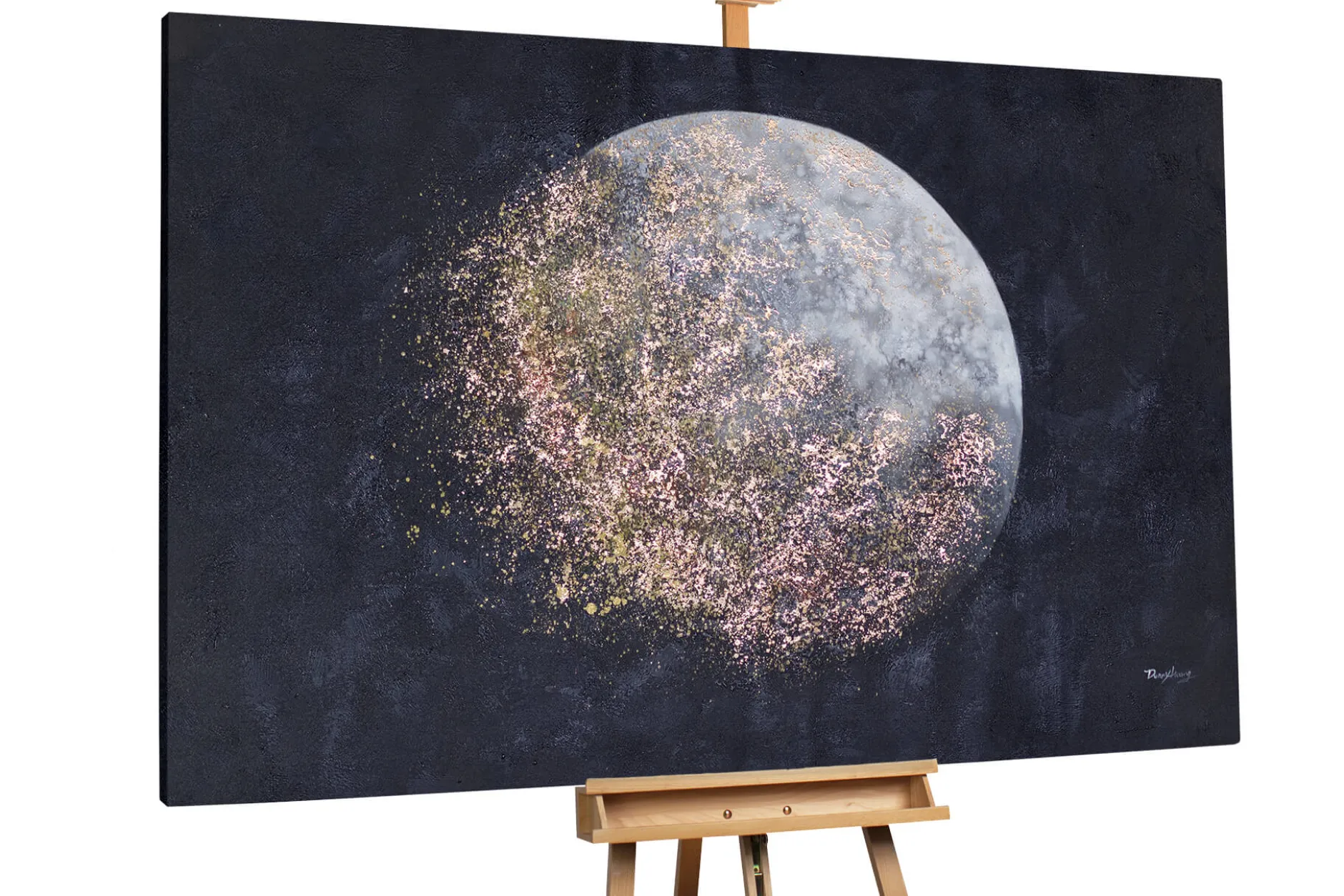 XXL Öl Gemälde 'Verzauberter Mond' | Handgemaltes Unikat
