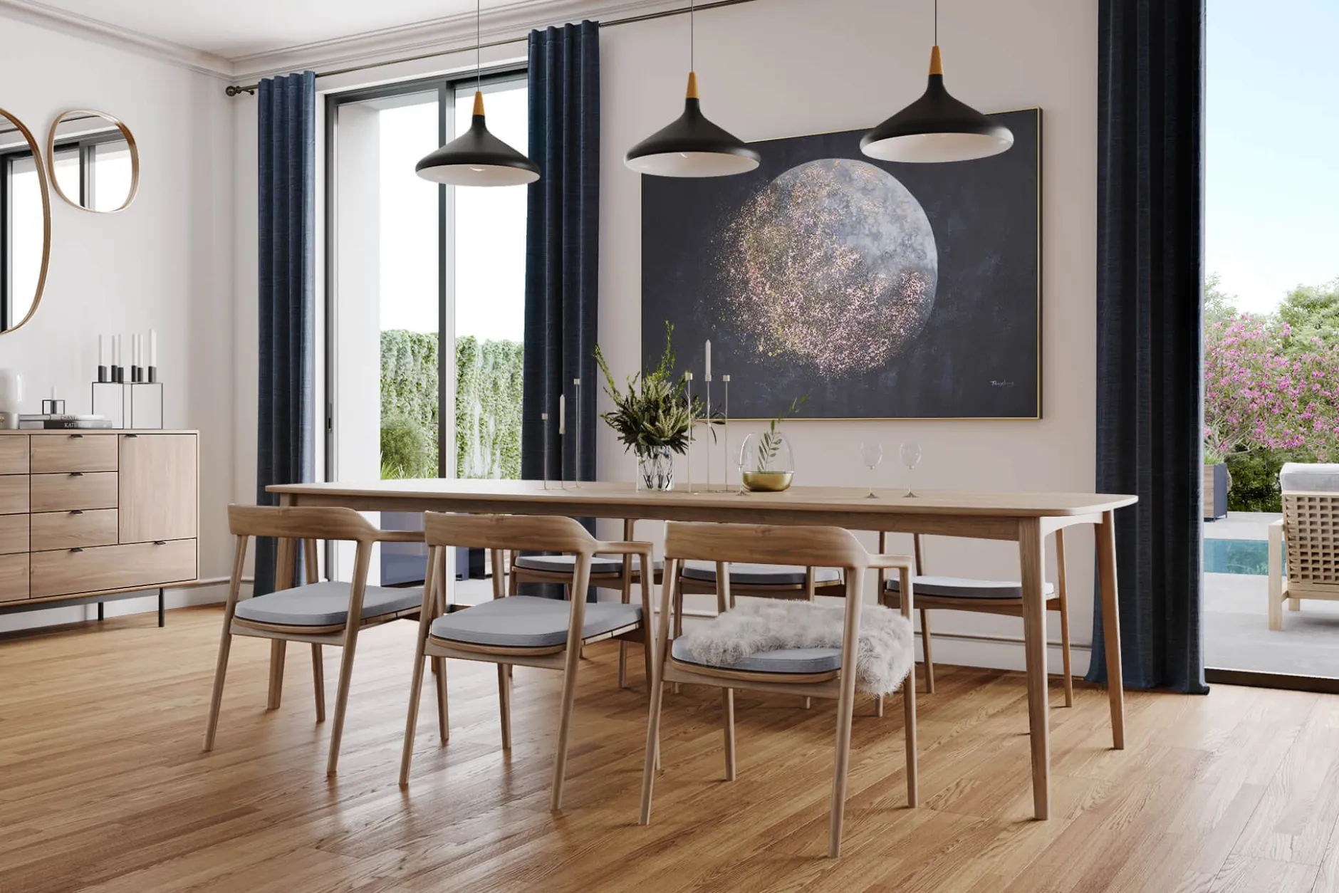 XXL Öl Gemälde 'Verzauberter Mond' | Handgemaltes Unikat