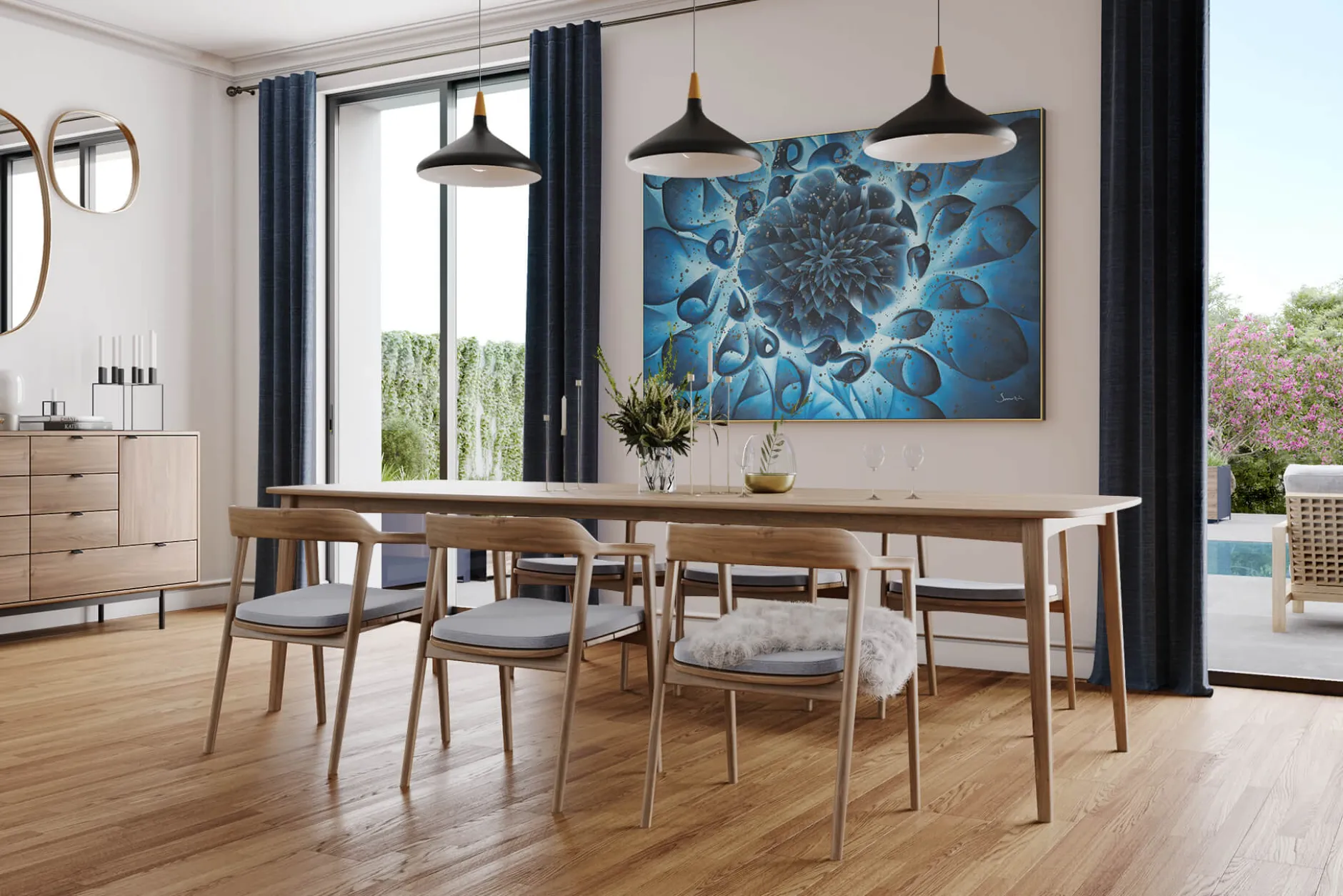 XXL Öl Gemälde 'Vibrant Blue' | Handgemaltes Unikat