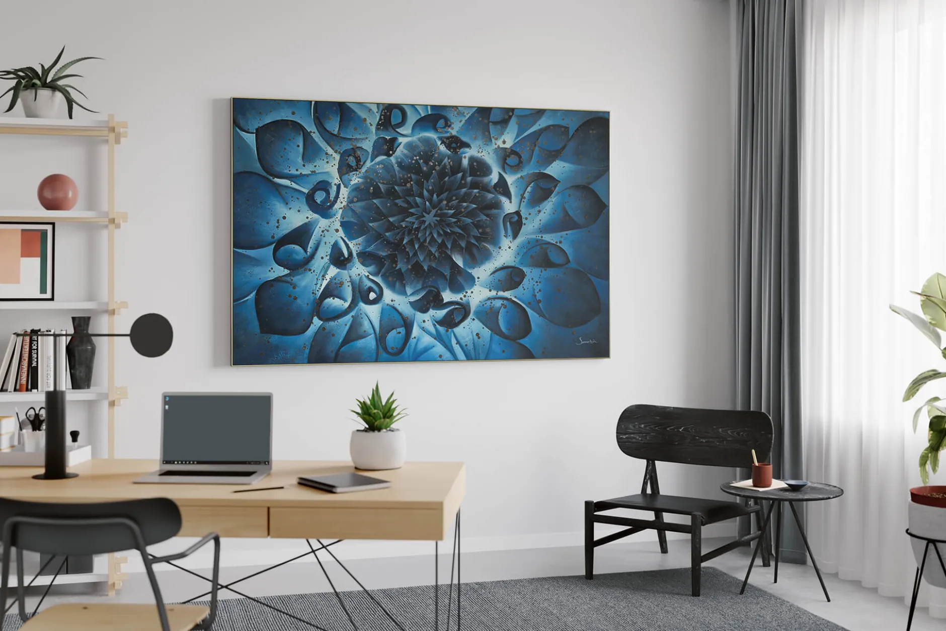 XXL Öl Gemälde 'Vibrant Blue' | Handgemaltes Unikat