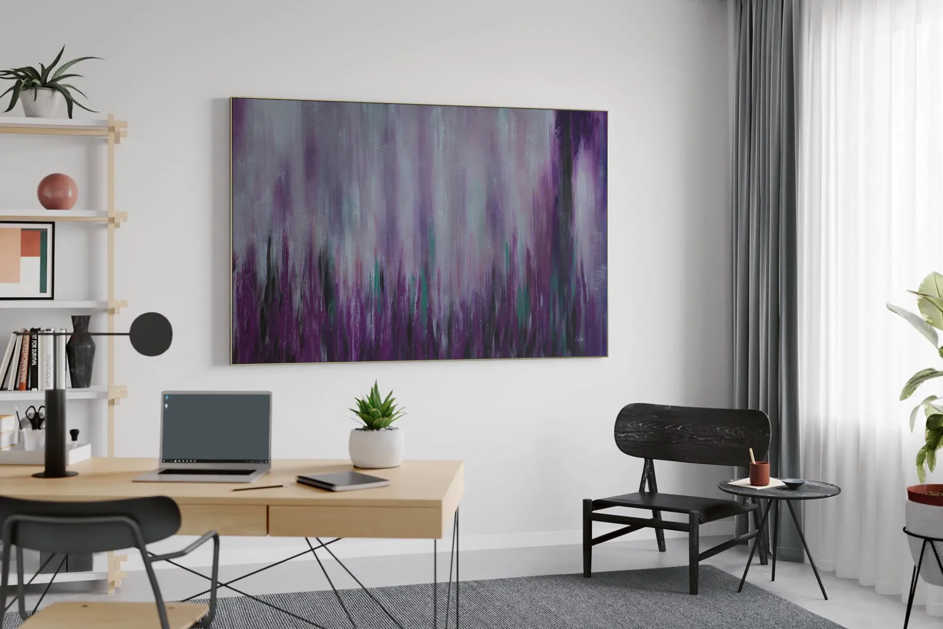 XXL Öl Gemälde 'Violet mountains' | Handgemaltes Unikat