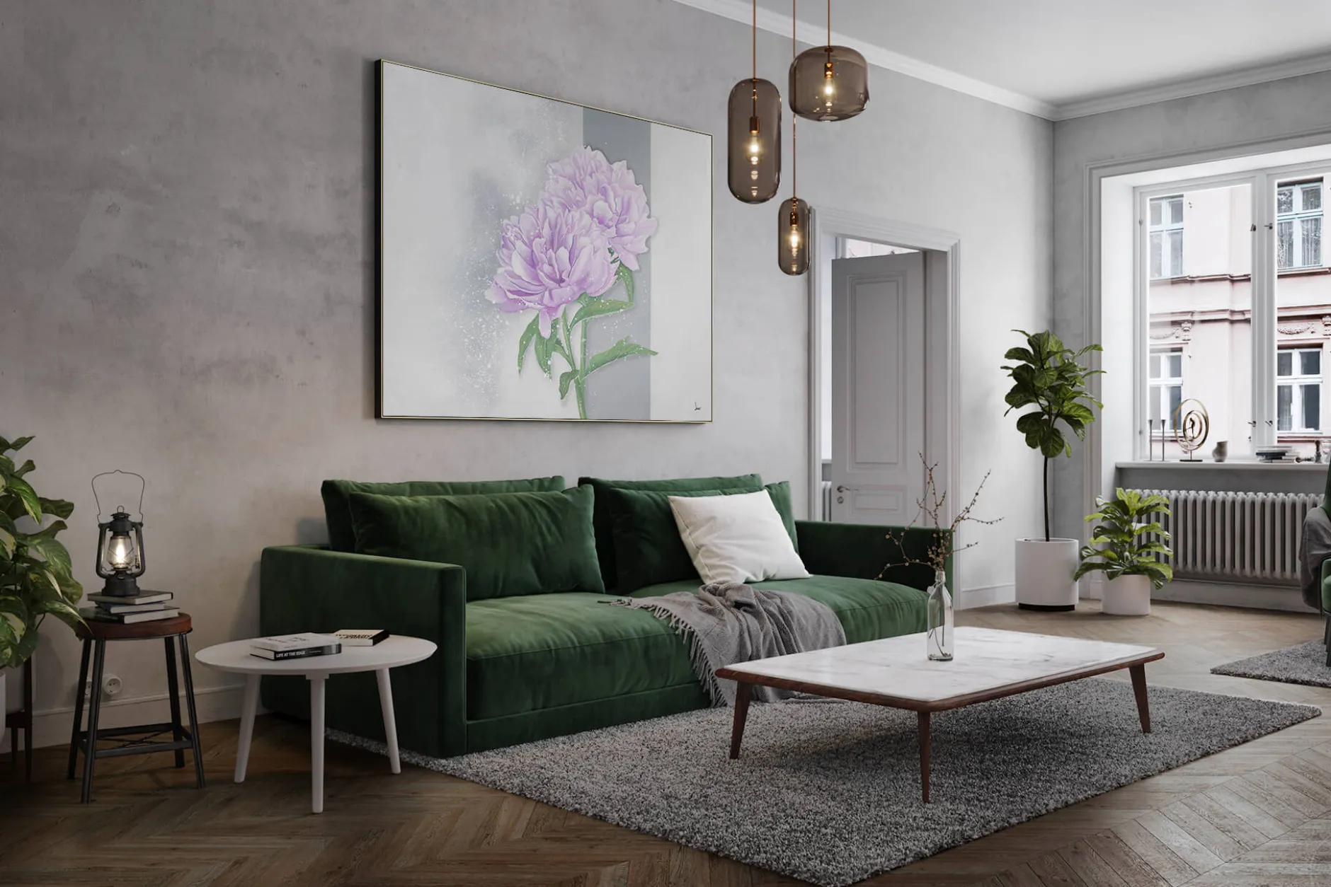 XXL Öl Gemälde 'Violette Eleganz' | Handgemaltes Unikat