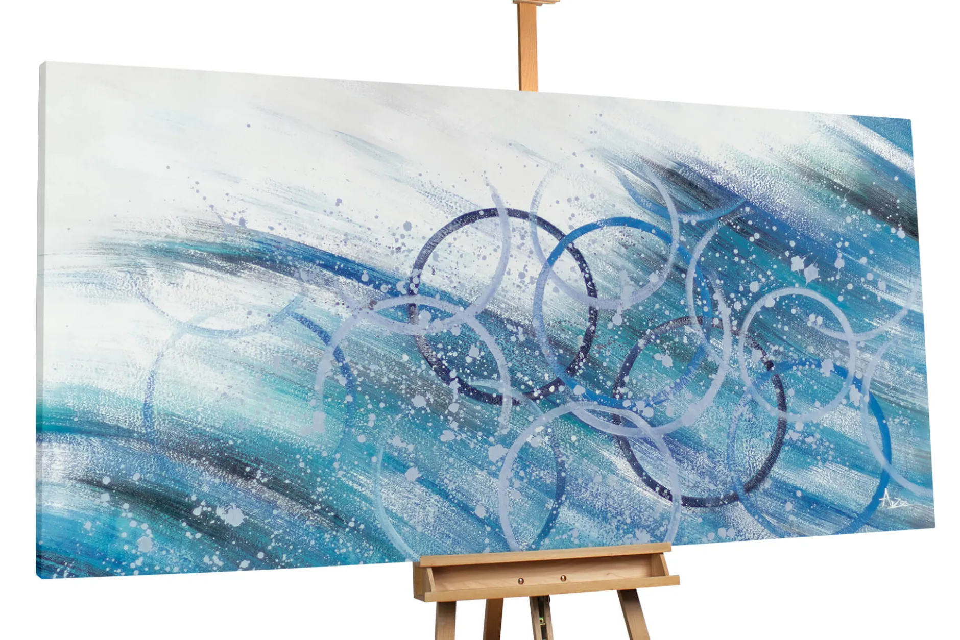 XXL Öl Gemälde 'Wavy Circles' | Handgemaltes Unikat