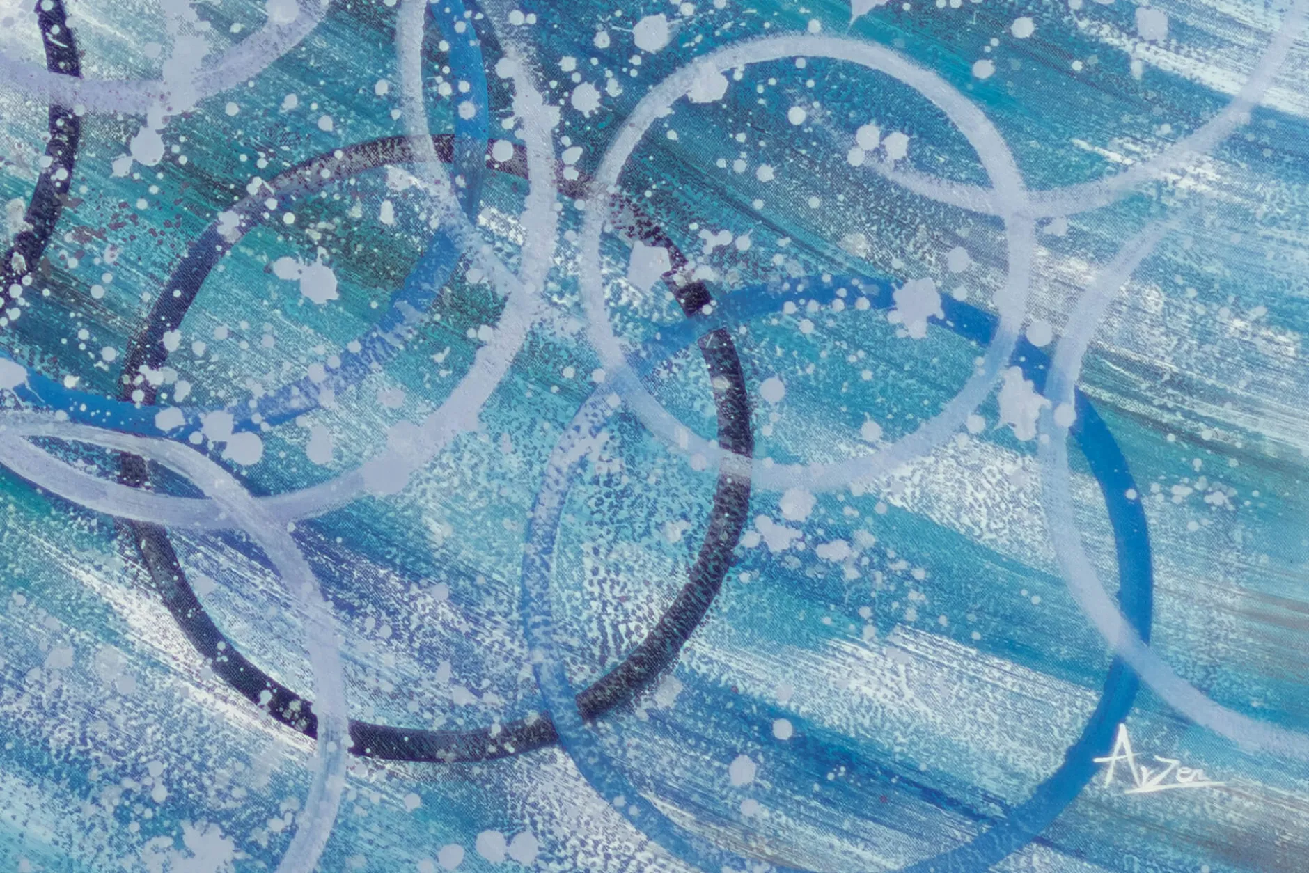 XXL Öl Gemälde 'Wavy Circles' | Handgemaltes Unikat