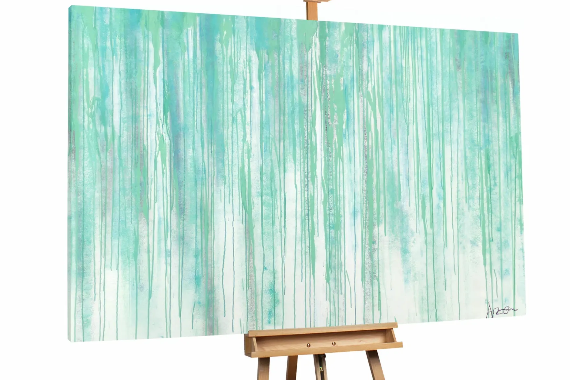 XXL Öl Gemälde 'Weeping Cyan Secrets' | Handgemaltes Unikat