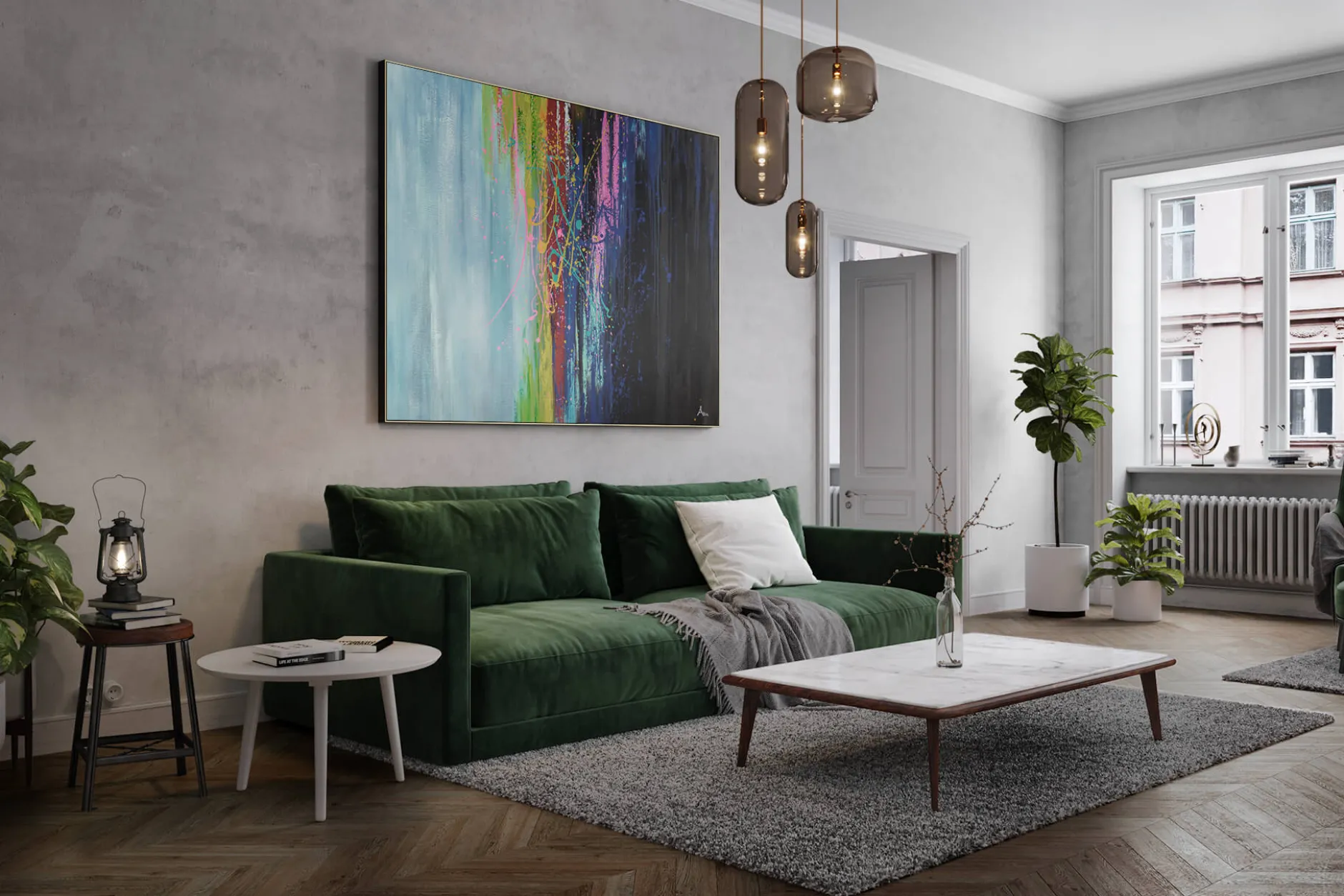 XXL Öl Gemälde 'Where Night and Day Meet' | Handgemaltes Unikat