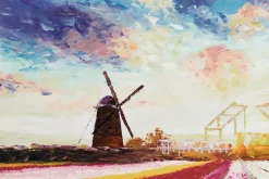 XXL Öl Gemälde 'Windmühlenidyll' | Handgemaltes Unikat