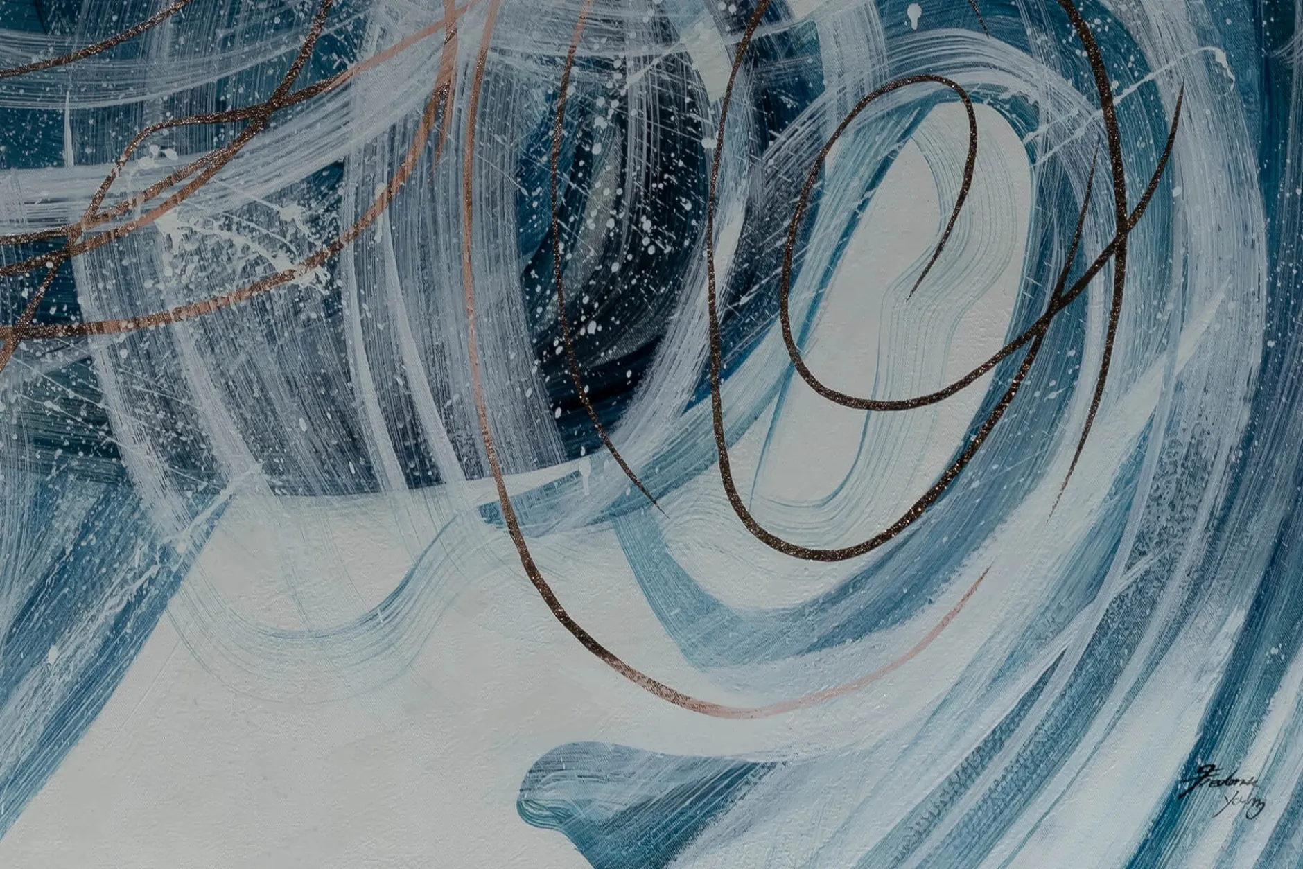 XXL Öl Gemälde 'Winter Swirl' | Handgemaltes Unikat
